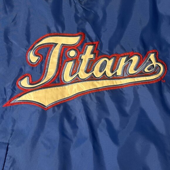 Steve & Barry's Tennessee Titans Blue Satin Windbreaker Pullover V-Neck Size L - Picture 3 of 12